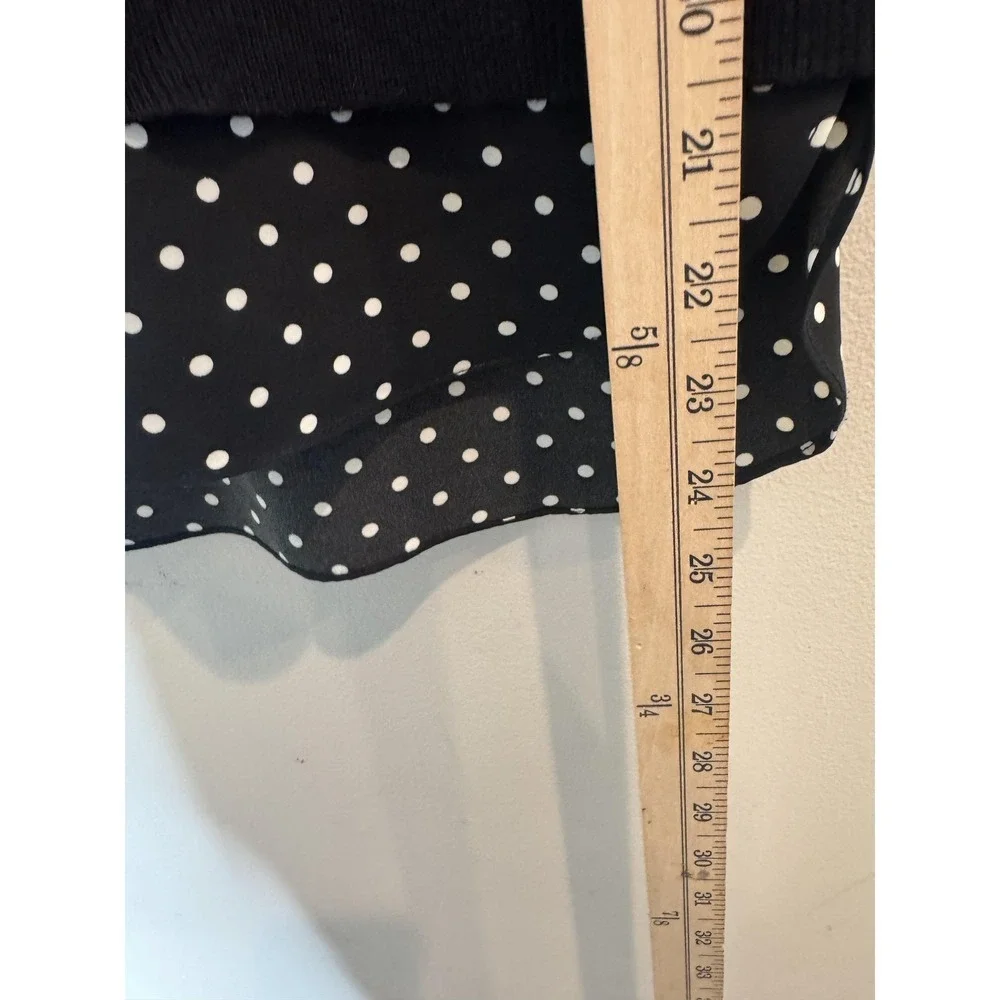 Lauren Ralph Lauren Sweater Womens XS Black Polka Dot Hem 3/4 Sleeve‎ Knit